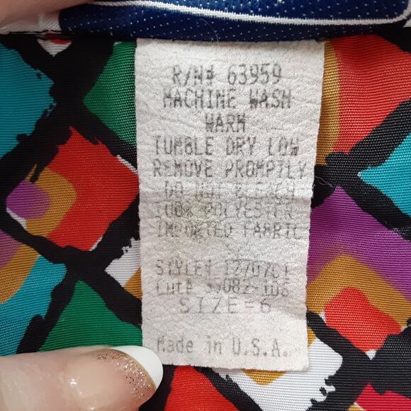 Vintage 70s Disco Button Down Shirt Art Deco Satin Cropped Women 6 Art to Wear - Picture 6 of 9